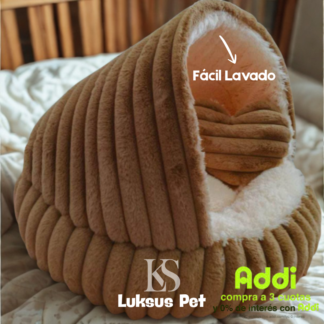 Camita Tipo Iglú Acanalada – Suave, Antiestrés y Abrigada 🐾 - ¡Envío Gratis + Obsequio!