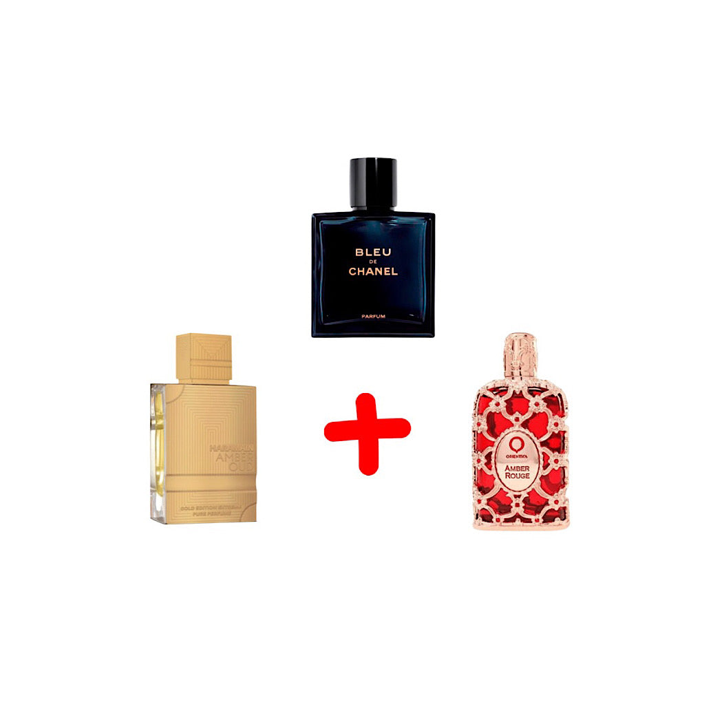 ✨Combo Especial✨: Amber Oud + Orientica Rouge + Bleu Chanel